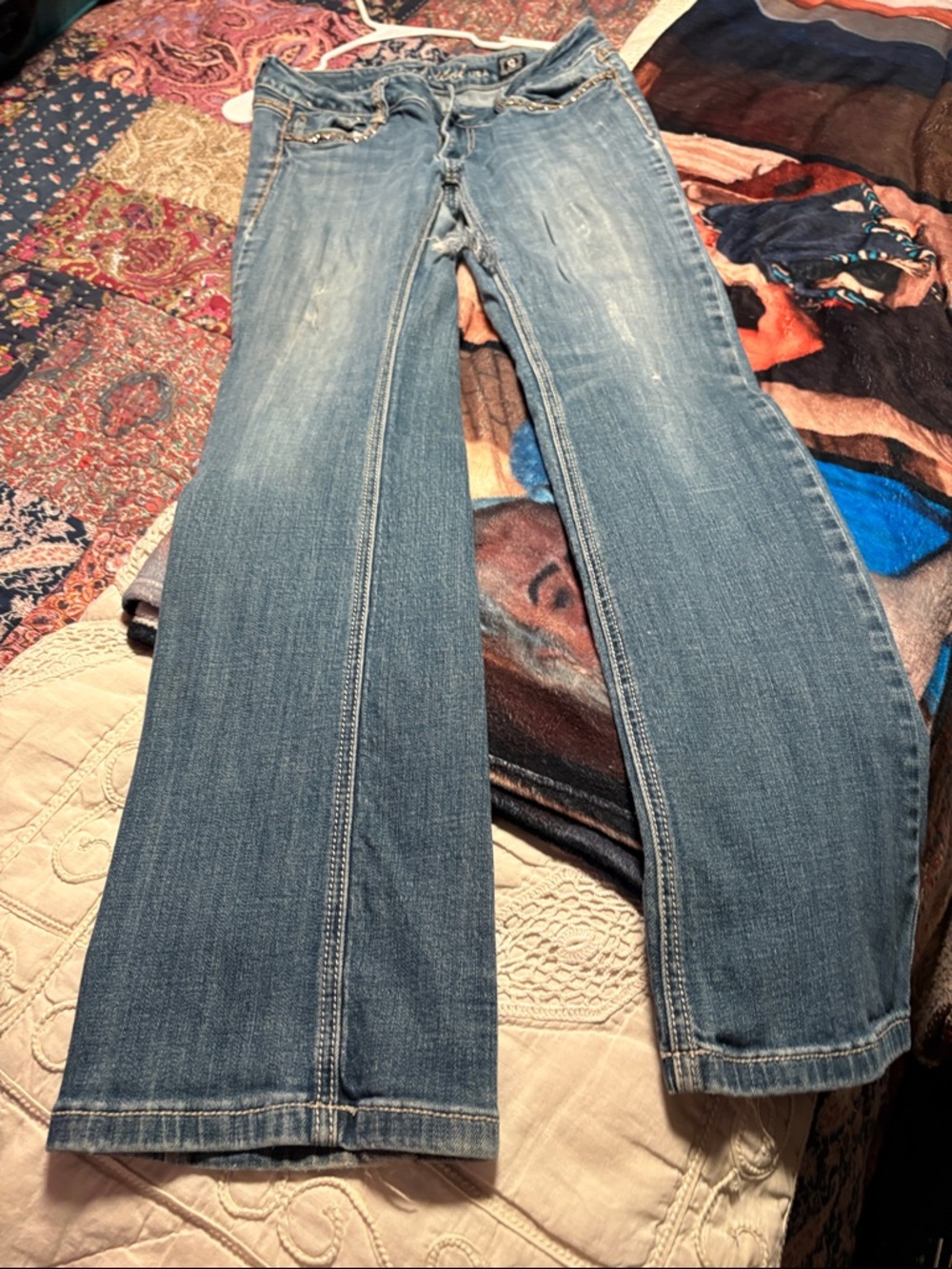 L.A. idol Light Blue Wide-Leg Flared Jeans